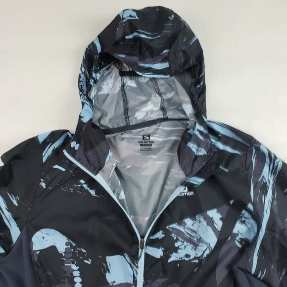 Salomon Agile Hooded Windbreaker Jacket Womens Medium Gray Active Full Zip Run - Picture 5 of 12